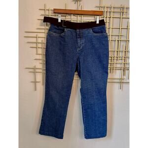 Tribal Y2K Belted Jeans Cropped Denim Size 10 Stretch Blue